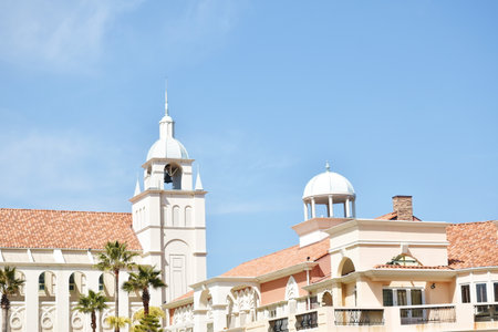 building at seaside Momochi beach park landscape in Fukuoka Japanの写真素材
