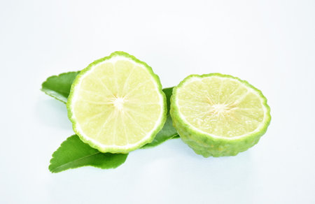 bergamot scent and sour fruit arranging on white background