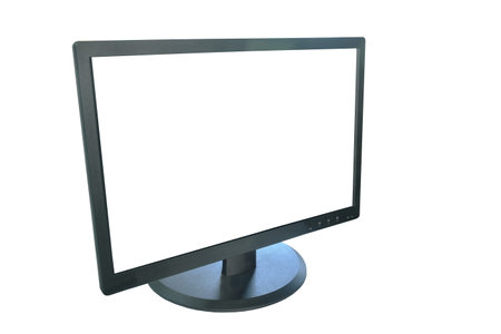 light emitting diode computer monitor displays on white backgroundの写真素材