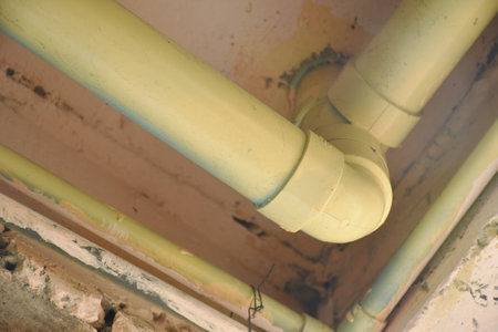sewer plastic pipe line on rooftop in home