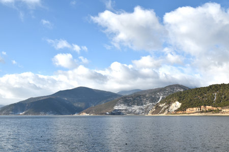 landscape of Napa lake grassland with water in summer travel location in China