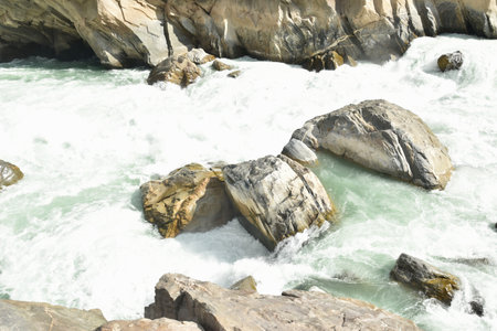 river flowing from mountain of tiger leaping Gorge travel location in China
