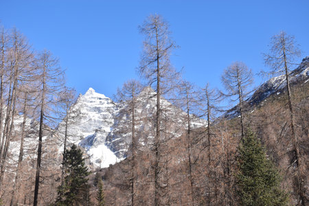 Four Girls Mountain or Siguniangshan as know as Switzerland travel location of China with sky...