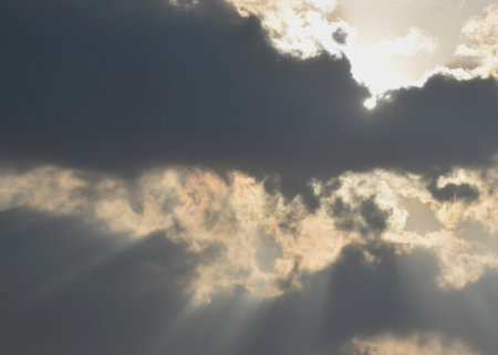 cloud spreading on twilight sunset sky in eveningの写真素材