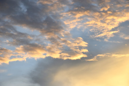 cloud spreading on twilight sunset sky in eveningの写真素材
