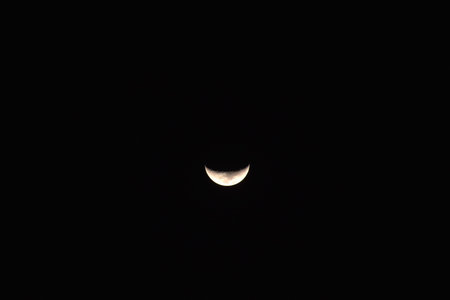half moon shining floating on sky in night