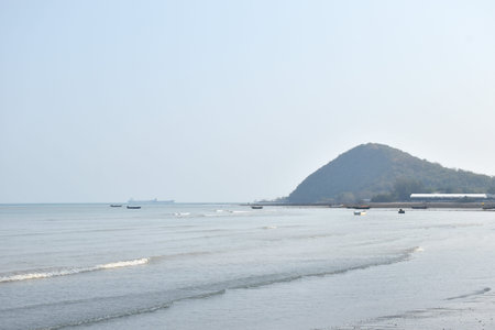 landscape of sea in sunny day at Khai Chet Beach travel location in Thailandの写真素材