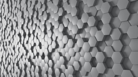 Panoramic Background With Grey Hexagons