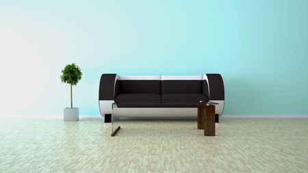 3D render of a modern and elegant living room.の写真素材