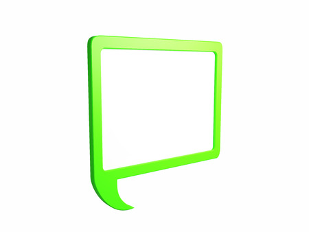 3D green speech bubble isolated on white background with place for text.の写真素材