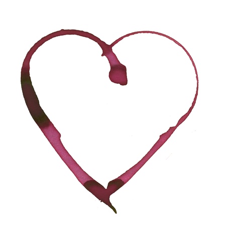 heart shape made with stain from wine glassの写真素材