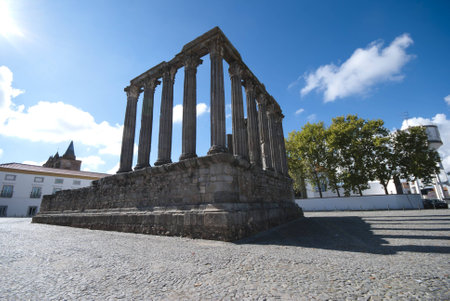 Roman Temple in Evora, center of Portugalの写真素材