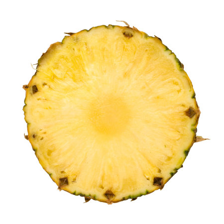 sliced pineapple on white backgroundの写真素材