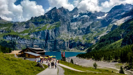 Oeschinen Lake, Kandersteg, Switzerlandのeditorial素材