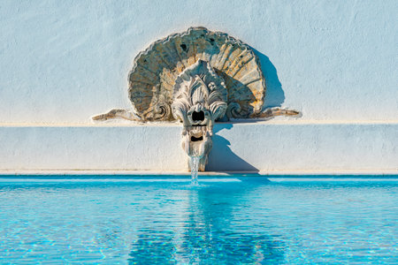 water fountain in the outdoor pool of the N1 air base in Pero Pinheiroの写真素材
