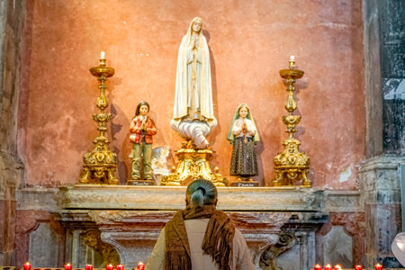 The altar of the Basilica of Santa Maria de Palma in Palma de Mallorca, Balearic islands, Spainのeditorial素材