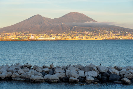 View of the city of Naples and Mount Vesuvius, Italy