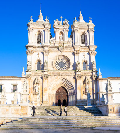 Front facade of the entrance to the Batalha-Fatima-Portugal monastery.の写真素材