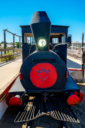 Old steam locomotive in the port of Barcelona, Catalonia, Spainの写真素材