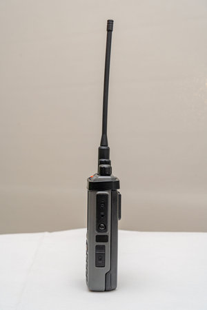 Wireless radio receiver on a white background. Selective focus.