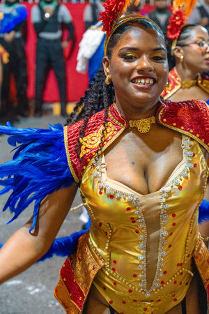 Samba School perform at Marques de Sapucai known as Sambodromo, for the Carnival Samba Parade...