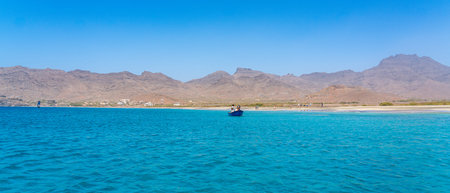 Panoramic view of Eilat beach and mountains in Israel