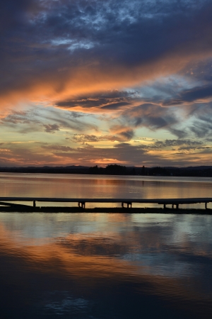 Sunset on the lakeの写真素材