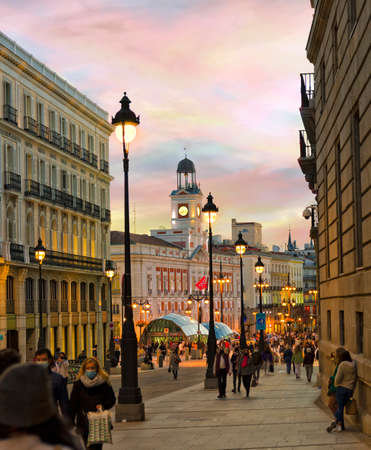 03-26-2021. Alcala street in Madrid at sunsetのeditorial素材