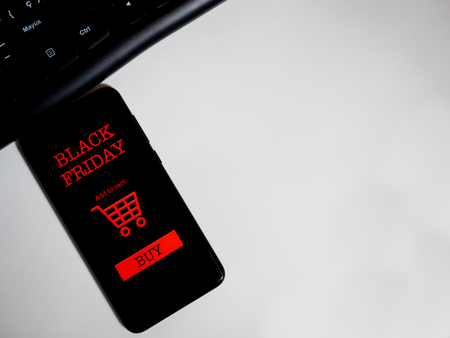 Isolated on white background. Shopping onlineの写真素材