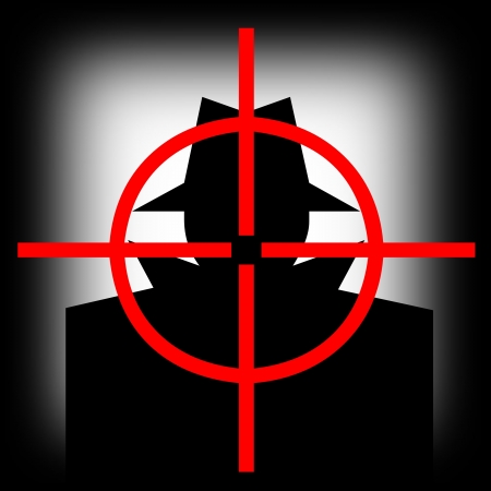 Gun sight target pointing to the hijacker の写真素材