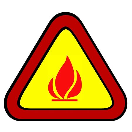 Signal flammable, flame of fire on yellow triangle.の写真素材