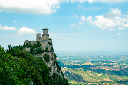 Fortress Guaita on Mount Titano is the most famous tower of San Marino Italy.のeditorial素材
