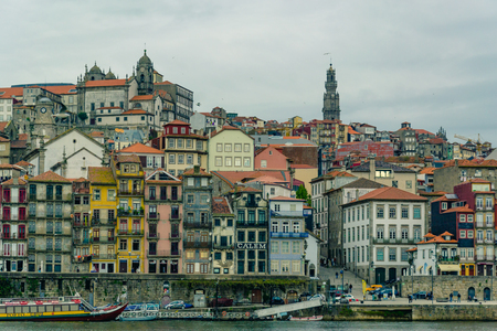Porto, Portugal - November 18 2014: View of Old Porto city and Ribeira over Douro river in Porto, Portugal.のeditorial素材