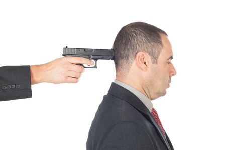 BUSINESS MAN UNDER THREAT OF DEATH の写真素材