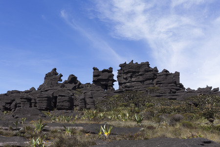 Rock Formations, Kukenan Tepui near Mount Roraima, Canaima National Park.の写真素材