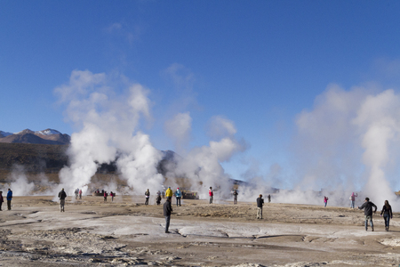 Tatio Geysers, San Pedro de Atacama, Chile.の写真素材