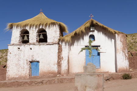 Church in the Atacama Desert, San Pedro de Atacama, Chile.の写真素材