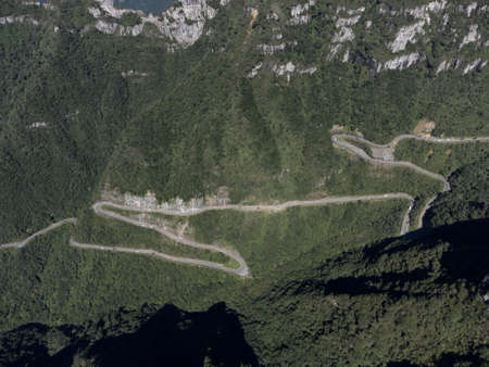 One of the most beautiful roads in the world. Road in the Serra do Rio Rastro, Santa Catarina - Brazilの写真素材
