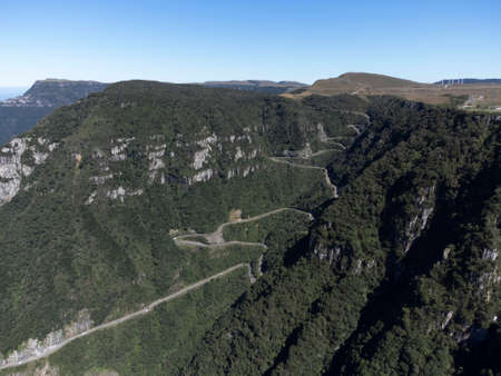 One of the most beautiful roads in the world. Road in the Serra do Rio Rastro, Santa Catarina - Brazilの写真素材