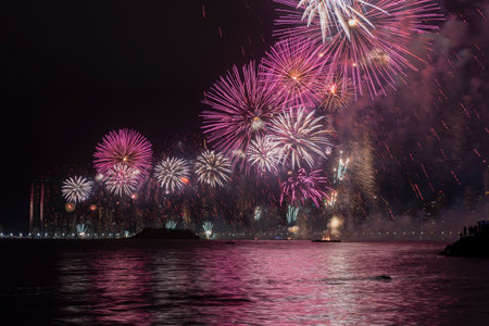 Fireworks in Balneario Camboriu, New Year celebration.の写真素材