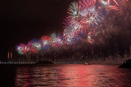 Fireworks in Balneario Camboriu, New Year celebration.の写真素材