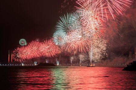 Fireworks in Balneario Camboriu, New Year celebration.の写真素材