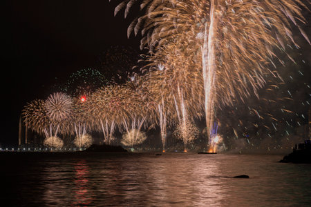 Fireworks in Balneario Camboriu, New Year celebration.の写真素材