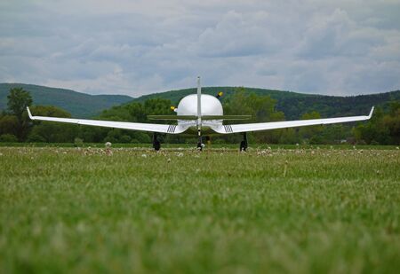Small sport aircraft at the airport
