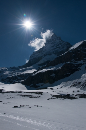 Cloudy Matterhorn in the sunの写真素材