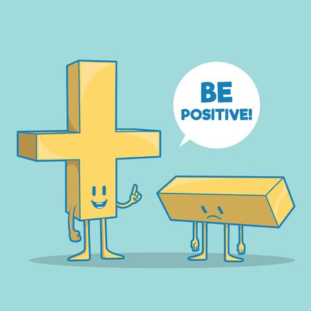 Math symbols vector illustration. Positive negative, motivation imagination design conceptのイラスト素材