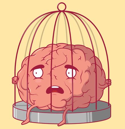 Brain in a cage vector illustration. Imagination design conceptのイラスト素材