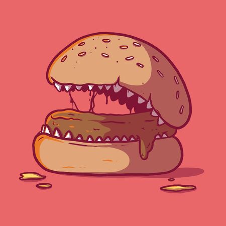 Zombie Burger vector illustration. Food, Fast food, monster, advertising, brand design conceptのイラスト素材