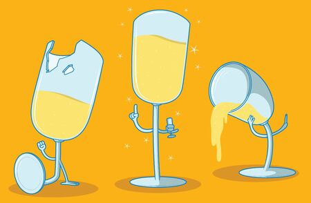 Champagne Glass character vector illustration. Party, new year design conceptのイラスト素材