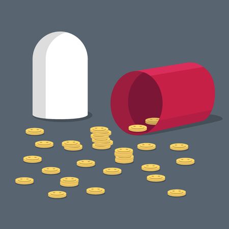 Open Happy pill vector illustration. Medicine, doctor, disease, addiction design conceptのイラスト素材